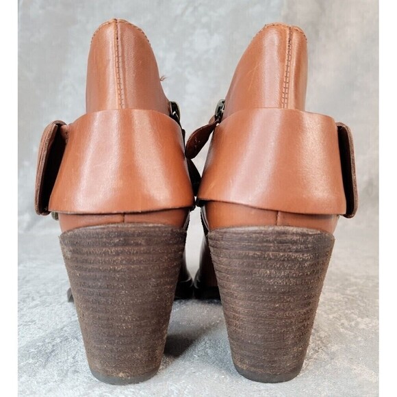 Steven by Steve Madden Fairlow Heeled Cognac Chunky Bootie Strap women Sz 6 EUC! - Picture 7 of 12